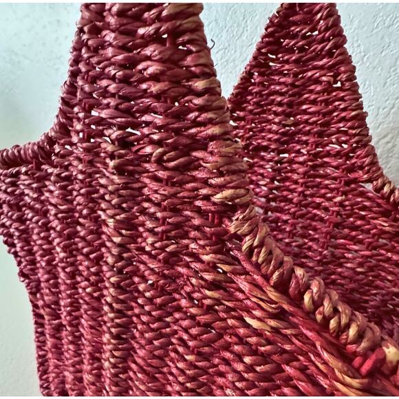 Red Woven Star Basket | Hanging Wall Basket or Tabletop Storage - Picture 6 of 8